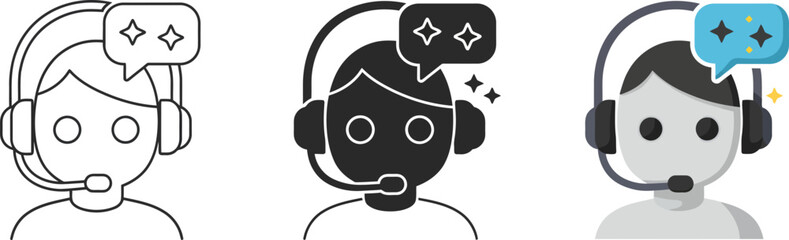 Obraz premium Customer service support agent with headset vector icon illustration for business help desk