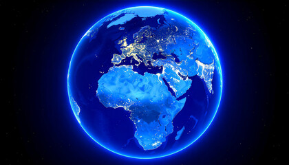 Image of the African continent from space on a globe