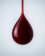 Close-Up Of A Single Glossy Red Liquid Drop On White Background