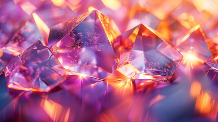 Abstract Geometric Crystal Pattern in Vibrant Purple Tones – Modern Digital Art Background