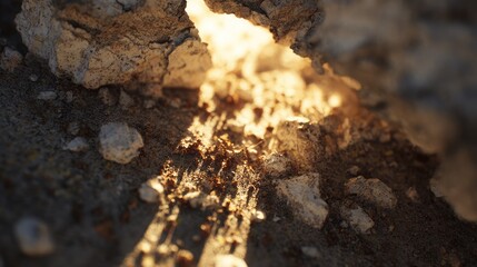Foreground view of sunbaked earth with crumbling textures and scattered dust patches