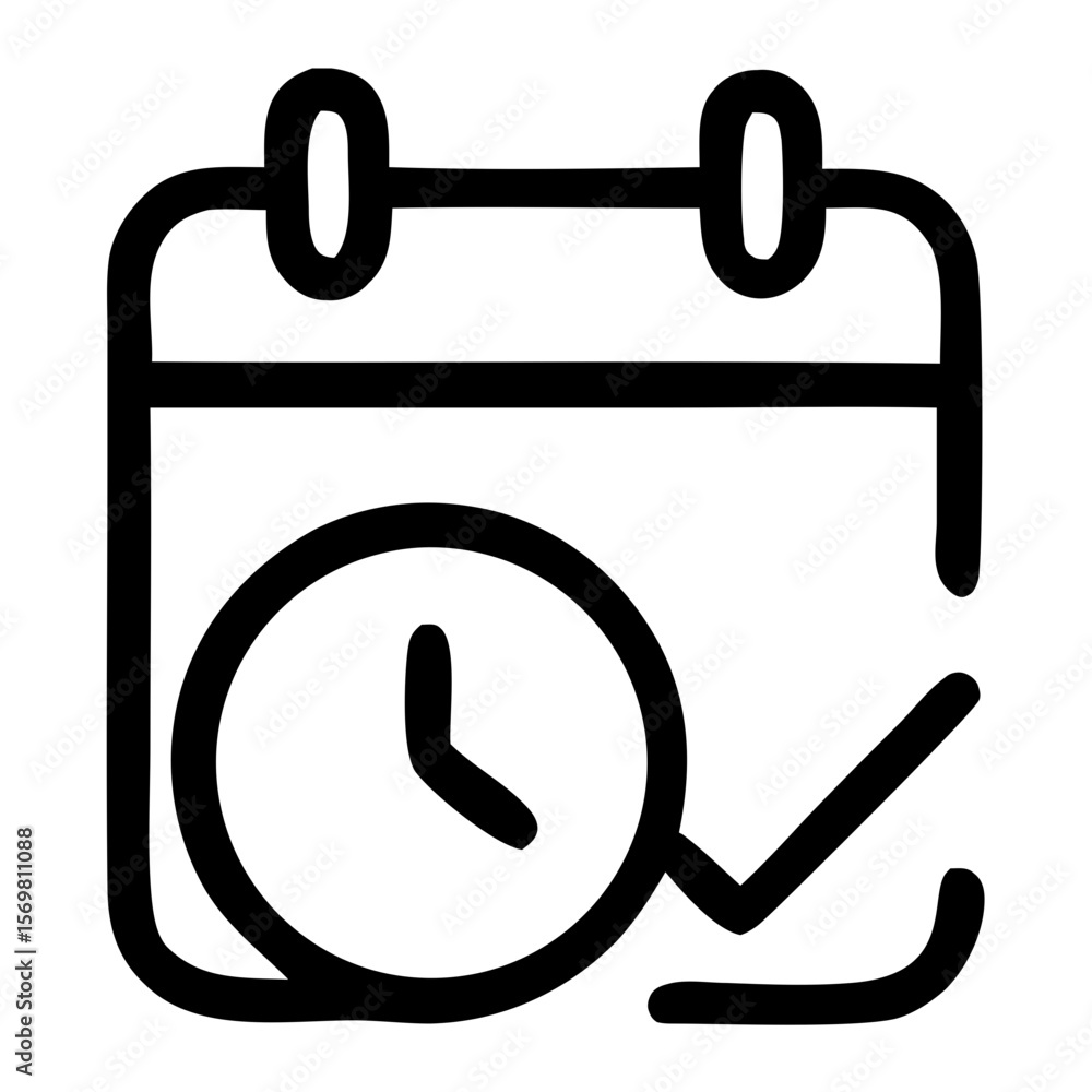 Poster line style detailed calendar clock check mark schedule time icon