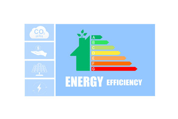 Obraz premium Efficiency energy rating transparent. Sustainable development and eco house. Ecological house with low consumption on renovation with insulation. 