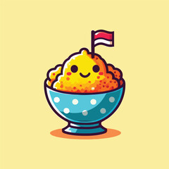 vector style cute unique food monster mascot illustration