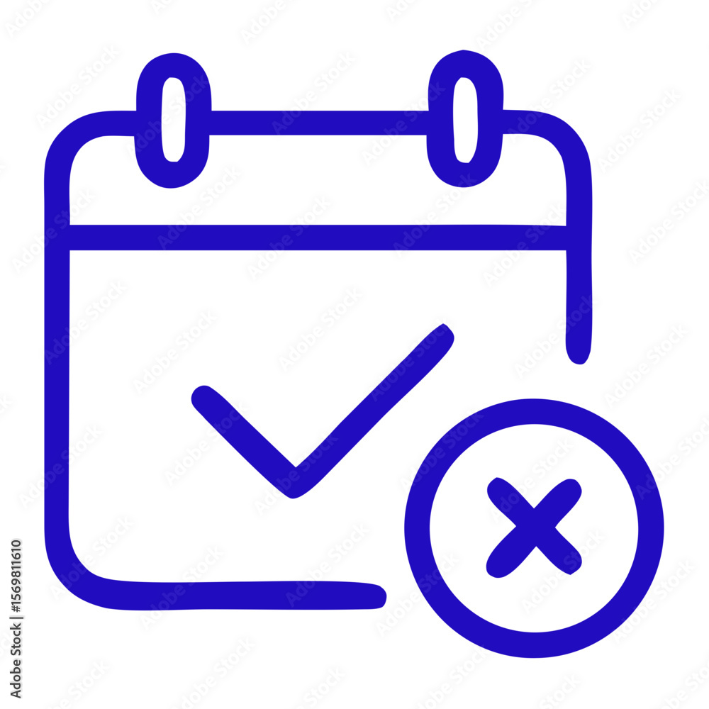 Poster simple outline calendar schedule event with check and cross mark icon