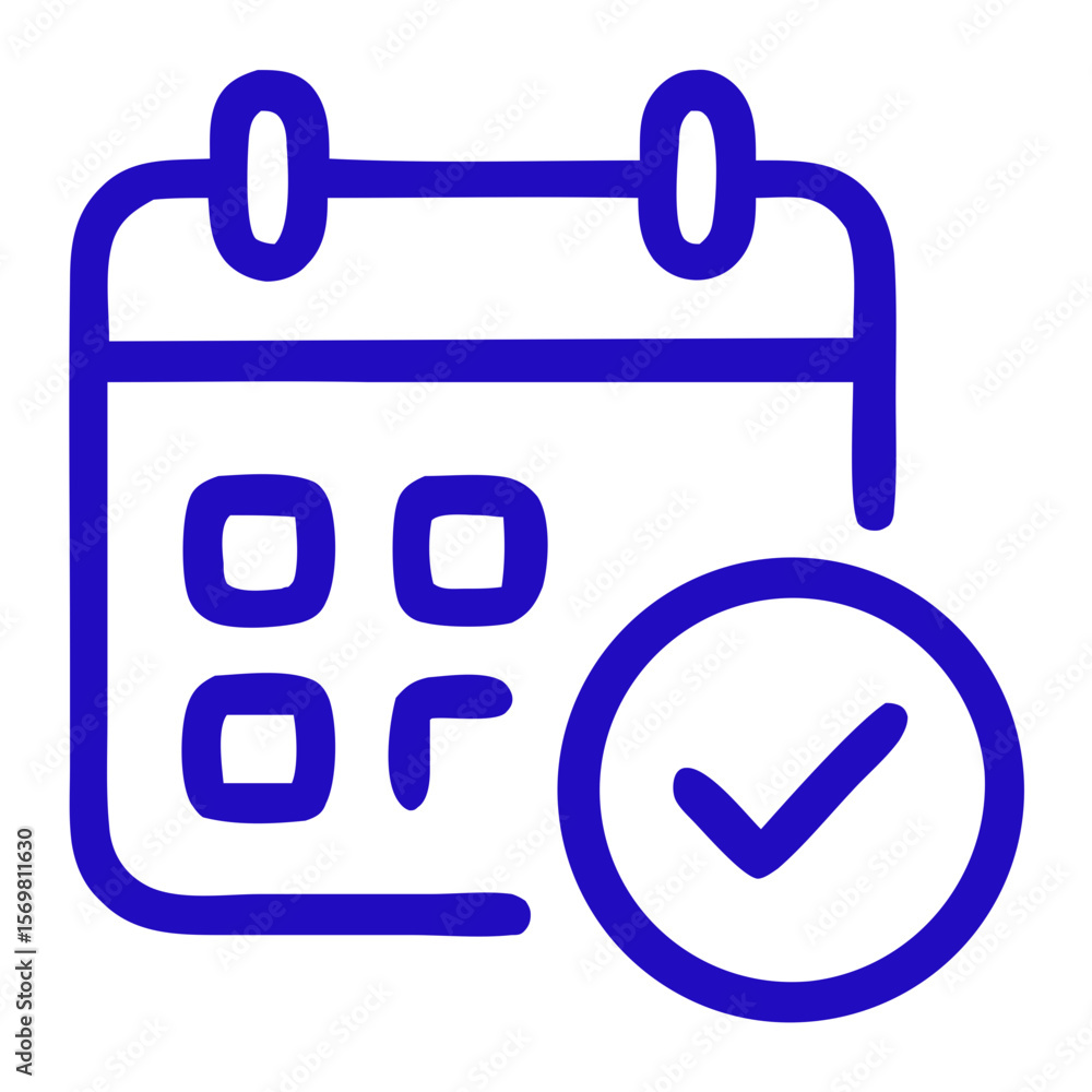 Poster line art rounded calendar checkmark event schedule date appointment icon