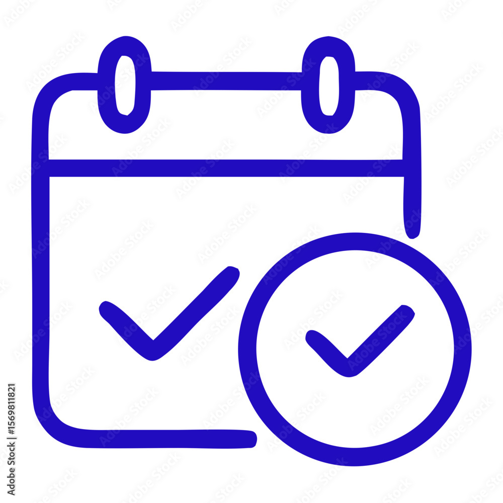 Poster simple outline calendar tick icon design element for reminder date schedule