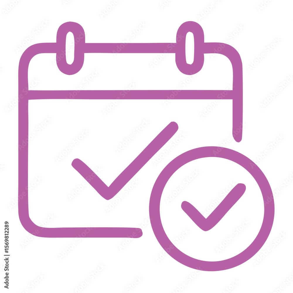 Poster outline handdrawn calendar checkmark schedule event date icon simple design