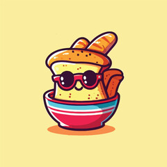 vector style cute unique food monster mascot illustration