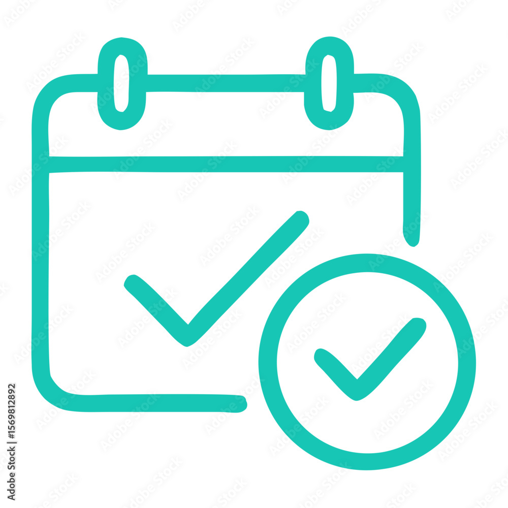 Poster outline handdrawn calendar checkmark schedule event date icon simple design