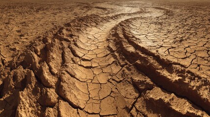 Textured desert ground with alternating cracks and mounds in warm earthy tones