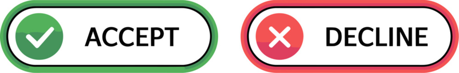 Fototapeta premium Accept decline buttons ui design elements for web and app user interface design choices