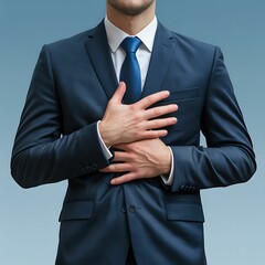 Confident Businessman, Hands Clasped on Chest