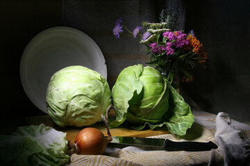 June young white cabbage ready to eat