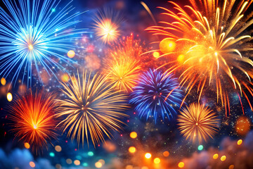 Fototapeta premium Colorful fireworks background