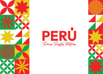 Felices Fiestas Patrias Peru, peru independence day text celebration banner with Modern simple style flat colorful geometric abstract background banner pattern template.