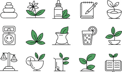 Relaxation and wellness line icons set – linear, outline, yoga, and self-care symbols.Wellness, Self-Care line icon set. Vector pictograms of mental clarity, fitness, nutrition, relaxation, meditation