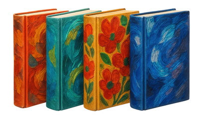 Decorative books with hand-painted covers for a personalized touch in a creative workspace