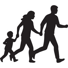 Couple with Toddler Silhouette - Joyful Vector Art
