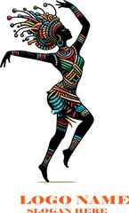 Fototapeta premium African dance vector white background .