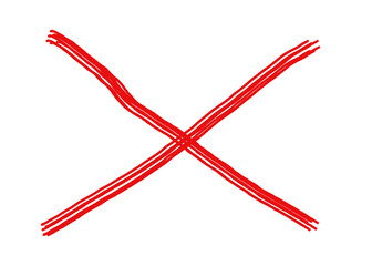 Red and white cross ribbon object , stop sign, do not it concept