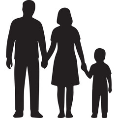 Couple with Toddler Silhouette - Joyful Vector Art