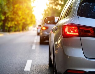 Cars on a sunny road