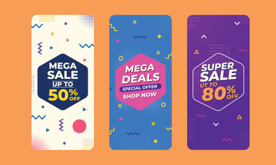 Trendy Geometric Mobile Sale Banners Set
