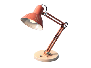 Desk lamp with adjustable arm in a modern design concept of isolate, transparent background  