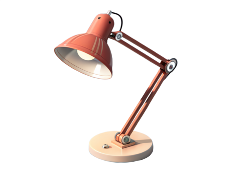 Desk lamp with adjustable arm in a modern design concept of isolate, transparent background  