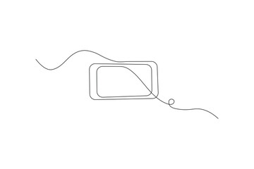 Obraz premium Smartphone call Continuous one line art contact us design outline vector icon 