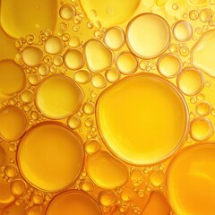 Golden, circular bubbles on yellow background