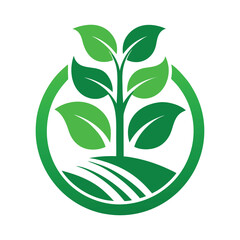 Green leaf vector icon illustrating natural plant growth, perfect for an eco-friendly logo design.