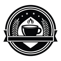 Coffee cup icon for cafe hot drink symbol design.