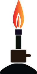 A burning laboratory burner silhouette vector illustration.