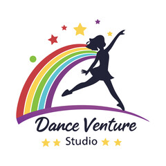 silhouette logo of dance venture studio
