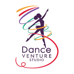 logo of dance venture studio in simple and impress.