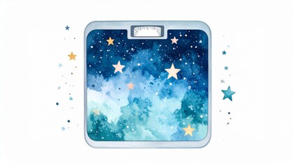 Watercolor Scale with Night Sky and Stars