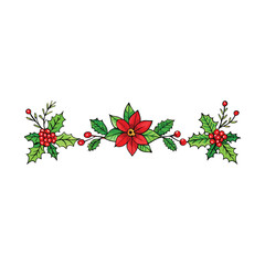 christmas background with holly and berries