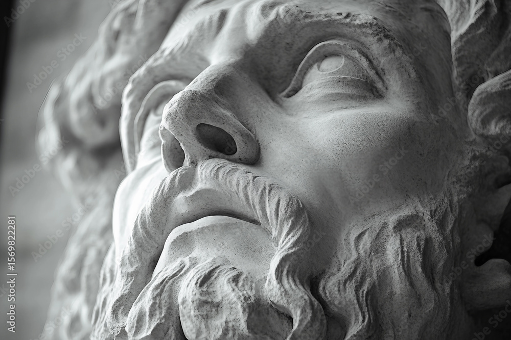 Poster generative ai bas-relief of a mythological elements in ancient artistic style