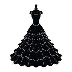 Elegant wedding dress vector illustration capturing the beauty and style of a bridal gown.