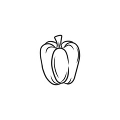 Minimalist Black and White Line Art Drawing of a Bell Pepper