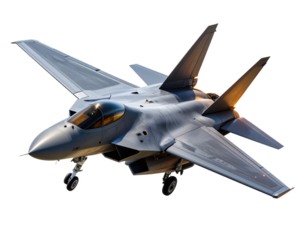 Modern Stealth Military Jet in Aggressive Banking Maneuver, Side View, Isolated on Transparent Background