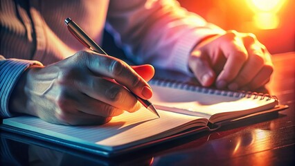Writer's Hands Crafting a Novel: Close-Up on Creative Process