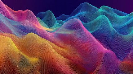 Colorful abstract landscape of textured hills