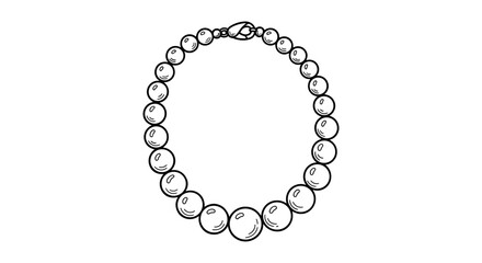 Pearl necklace elegant jewelry strand vintage sketch illustration - hand drawn doodle black outline vector on a white background
