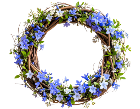Circular Wreath of Glory Flowers with Twisted Green Vines, isolated on a transparent background. - Powered by Adobe