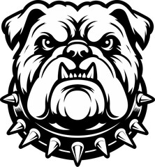 Bulldog Mascot Head Logo Vector Black and White Illustration