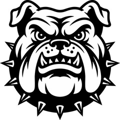 Bulldog Mascot Head Logo Vector Black and White Illustration