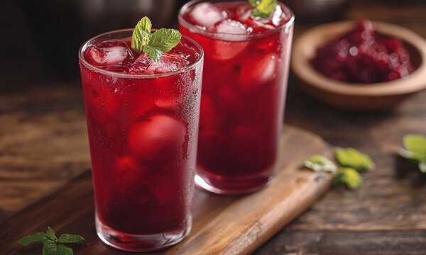 Agua de Jamaica - A sweet and tangy hibiscus tea, served cold.